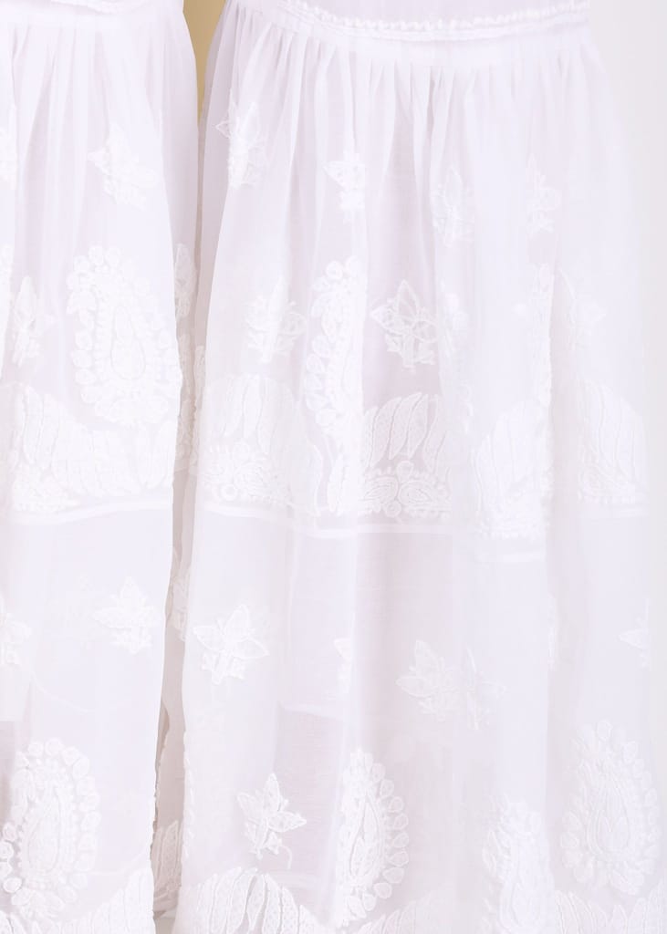 Roshan Hand Embroidered Georgette Flared Garara with Lining