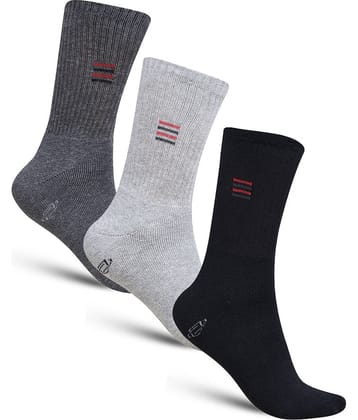 Dollar - Cotton Men's Solid Light Grey Mid Length Socks ( Pack of 3 )