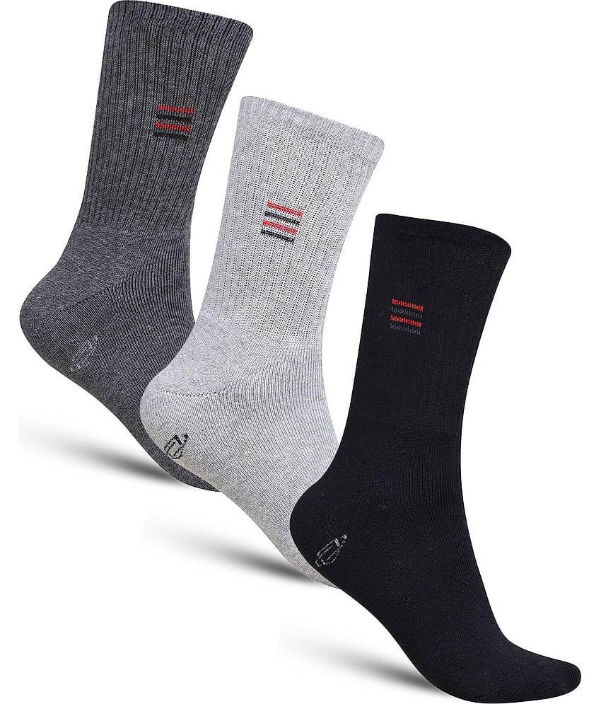 Dollar - Cotton Men's Solid Light Grey Mid Length Socks ( Pack of 3 )