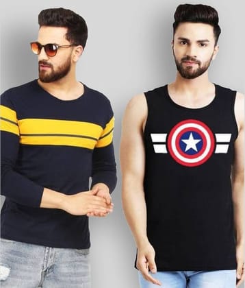Leotude Pack of 2 Cotton Regular Fit Men's T-Shirt ( Black )
