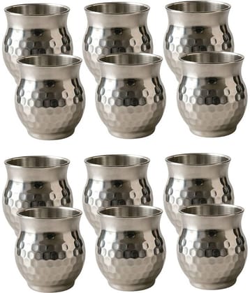 Visaxmi Textured Steel Tea Cup 170 ml ( Pack of 12 )