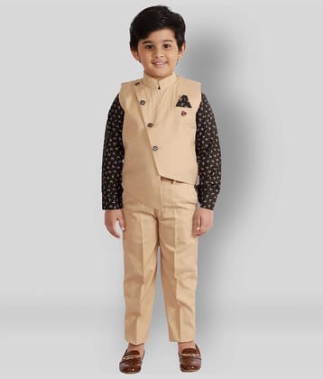 Fourfolds Pack of 1 Boys Cotton Blend Shirt & Jeans Set ( Black )