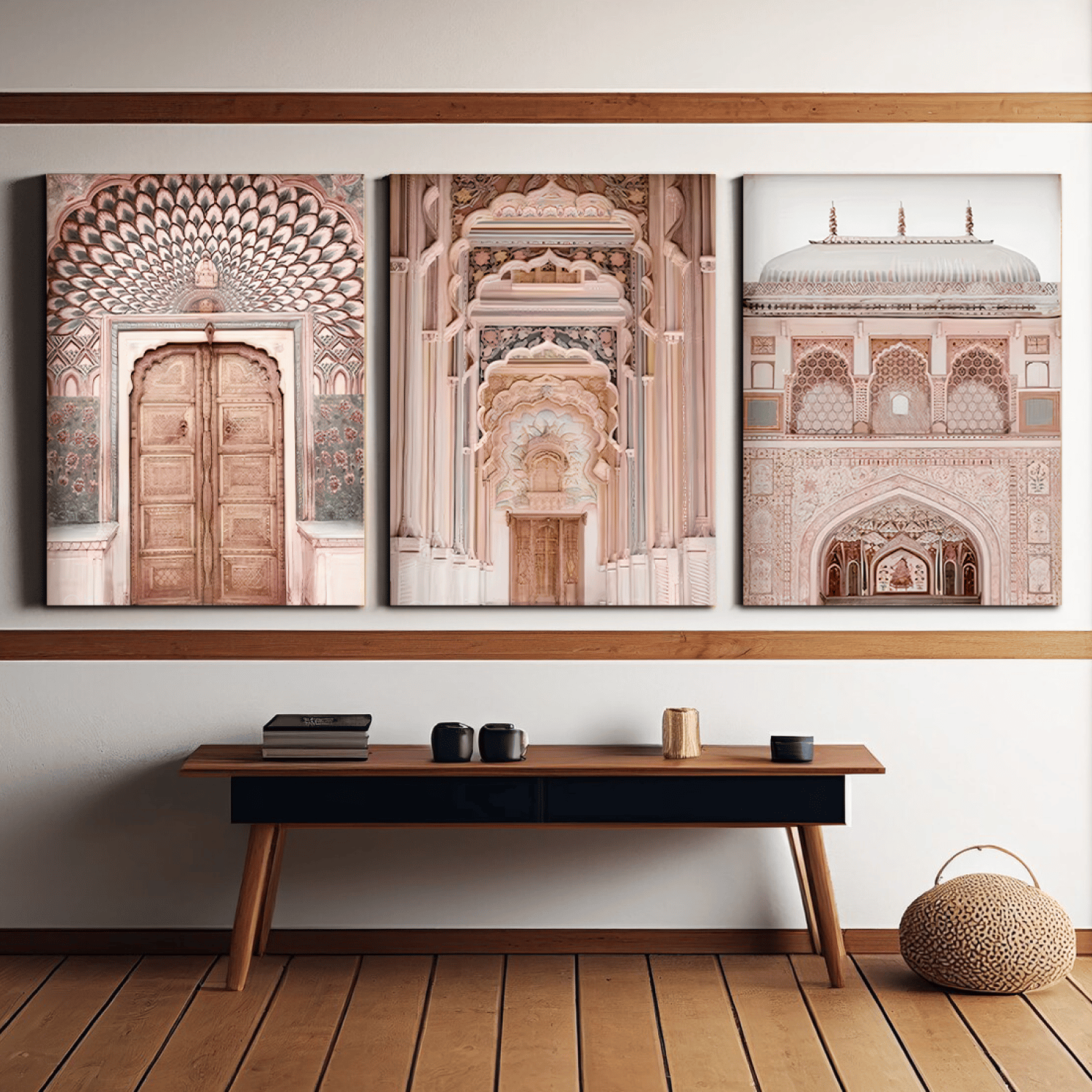 Jaipur City Wood Print Wall Art Set of 3-9 X 12 Inches Each / Pinewood Thickness: 6mm