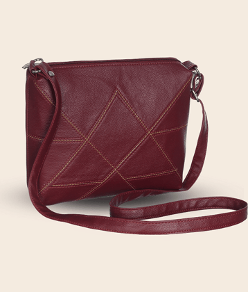 Blubags Sling Bag Pure Leather Set of 1 ( Maroon )