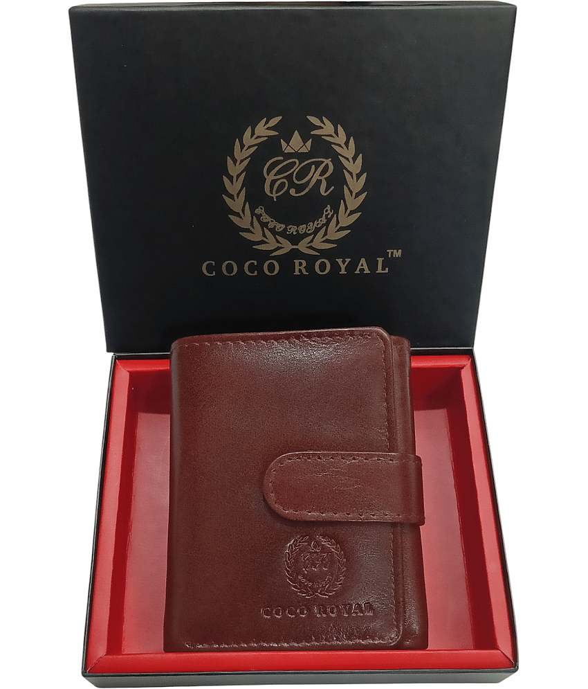 COCO ROYAL 100% Leather Solid Men's Three Fold Wallet With 6 Slots For Card ( Brown , Pack of 1 )