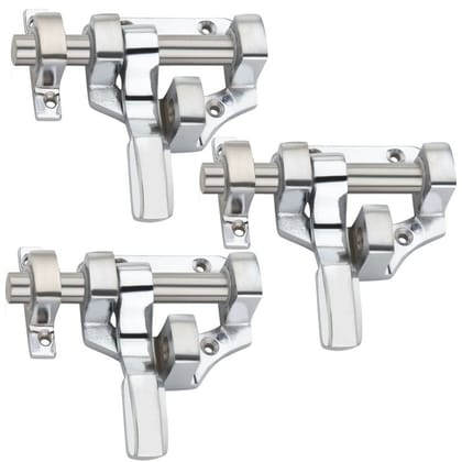 BUCKLER Latching Draw Hasp Latch (Aluminium, Stainless Steel) Finish-Silver, Size -4 Inch-Pack of 3