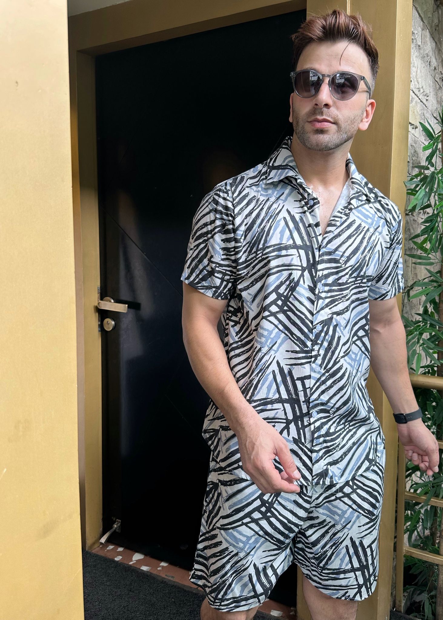 White Half Sleeve Rayon Co-Ord - M