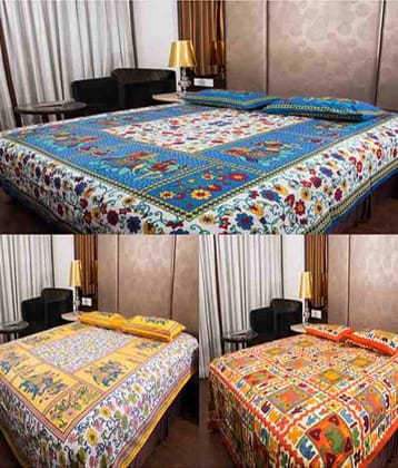 Uniqchoice Cotton Double Bedsheet ( Multi )