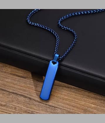 Fashion Frill Silver Chain For Men Stainless Steel Bar Pendant Blue Silver Chain Pendant For Men Boys Love Gifts Mens Jewellery