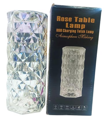 KKK Retailer Crystal Glass Table Lamp with Remote Control USB Charging RGB Colour Changing Diamond Pattern LED Touch Lamp for Bedroom Living Room Décor