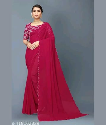 supalee Tex Georgette Solid Saree With Unstitched Blouse Piece ( Multicolor1 )