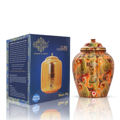 Handcrafted Pure Copper Paisley Design Water Pot, Drinkware, Serveware,-6ltr