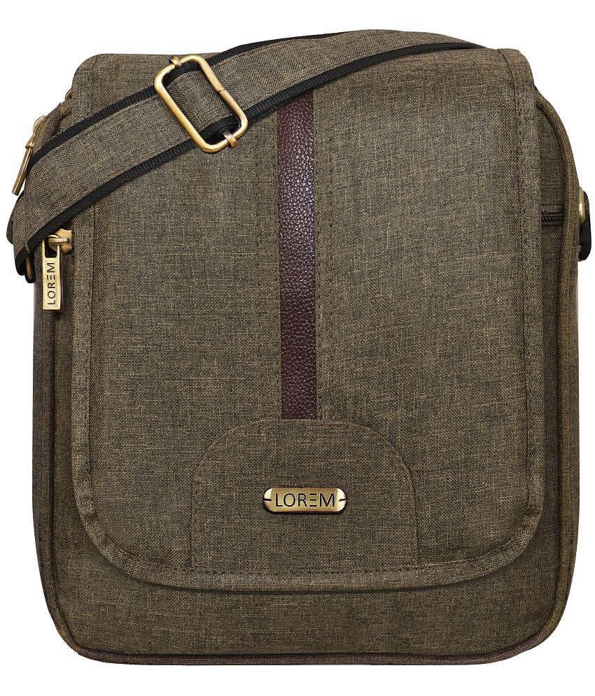 Lorem 5 Ltrs Dark Khaki Sling Bag for Unisex