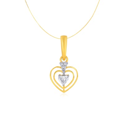 Senco Gold Enclosed Affection Diamond Pendant (0.6 gram / 0.16 Ct / HI-SI / 18K Yellow Gold)