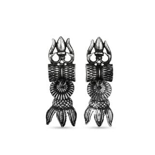 Oxidised German Silver Trishool Drop Earrings for Women