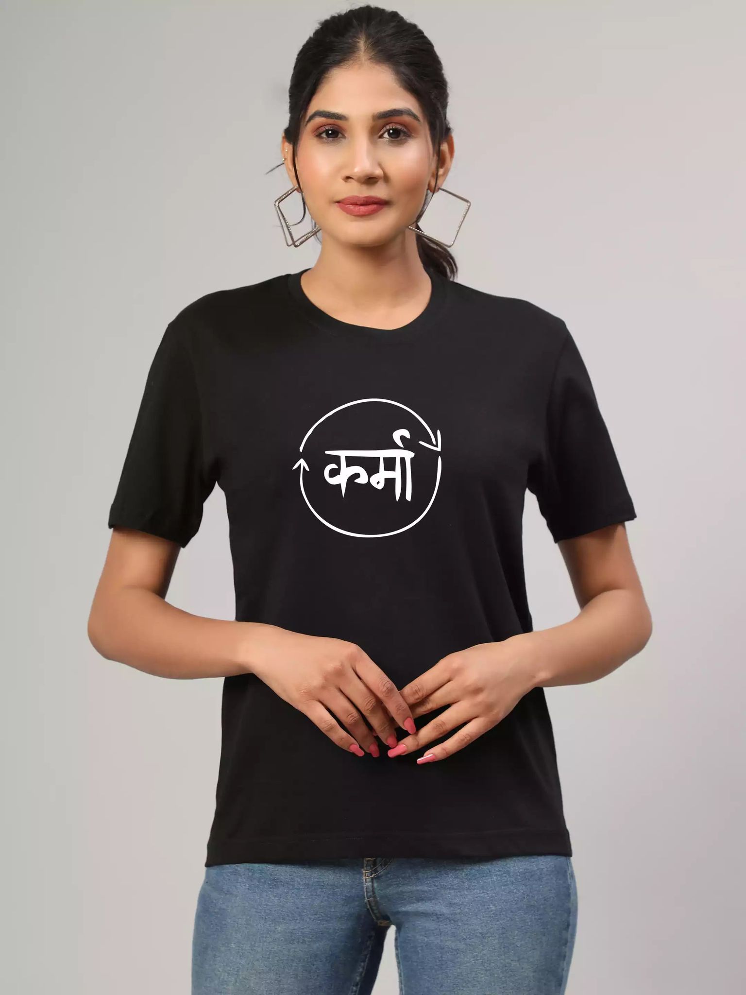 Karma - Sukhiaatma Unisex Graphic Printed Karma Black T-shirt-XS-36