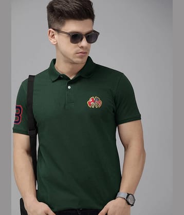 Merriment - Dark Green Cotton Blend Regular Fit Men's Polo T Shirt ( Pack of 1 )