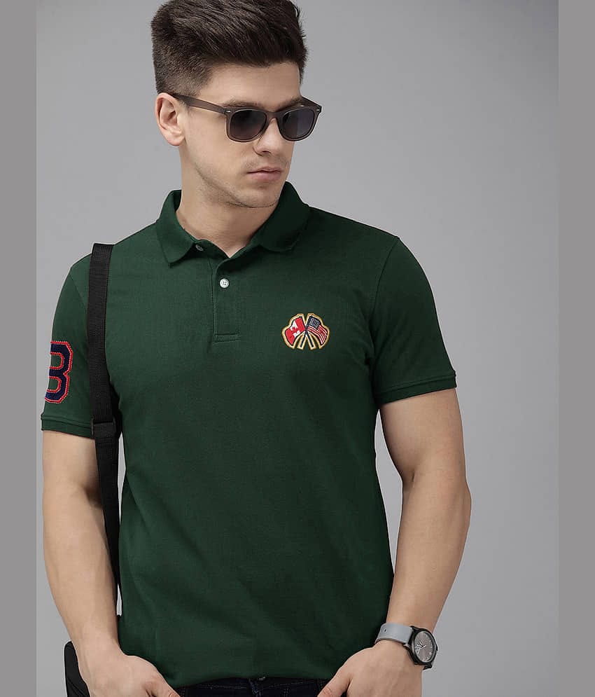 Merriment - Dark Green Cotton Blend Regular Fit Men's Polo T Shirt ( Pack of 1 )