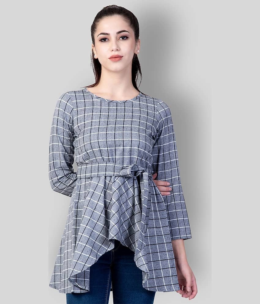 GOD BLESS Women's Cotton Blend Regular Top ( Grey Melange )