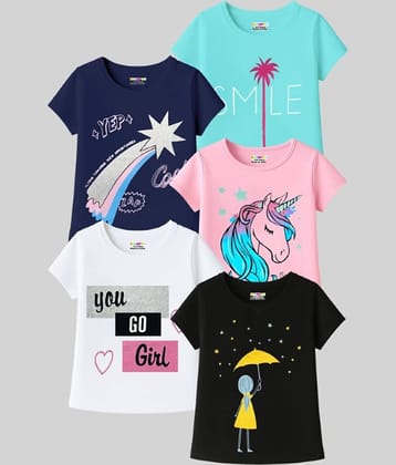Kuchipoo Pack of 5 Girls Cotton Blend T-Shirt ( Multicolor3 )