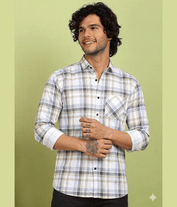 allan peter 100% Cotton Regular Fit Checks Full Sleeves Men's Casual Shirt - Multicolor ( Pack of 1 )