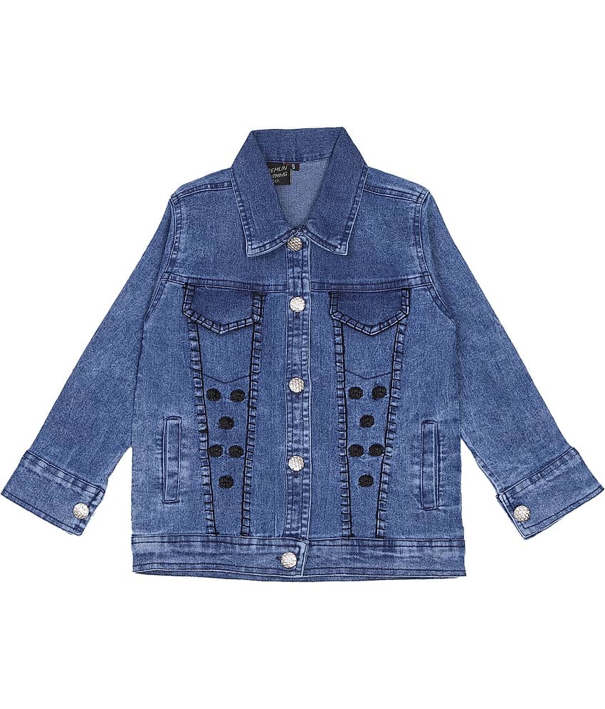 Cremlin Clothing - Blue Denim Girl's Denim Jackets ( Pack of 1 )