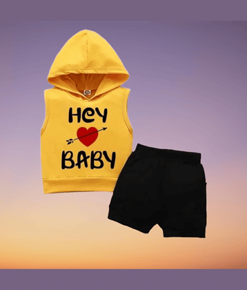 CUTEVIBE Pack of 1 Boys Cotton Blend T-Shirt & Shorts Set ( Gold )