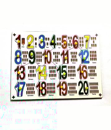 Peters Pence Wooden Multi-Color Educational 1-20 Number with Counting Pictures Pegs Puzzle Tray, for Little Ones and Kids Above 2 Years , Educational Boards Games for Kids to Develop Counting Skills