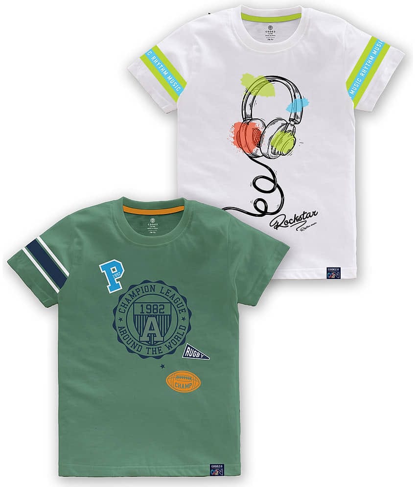 CODEZ Pack of 1 Boys Cotton Blend T-Shirt ( Multi Color )