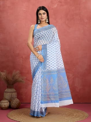 Pure Cotton Saree Printed Without Blouse Piece Pure Cotton Saree Printed Without Blouse Piece