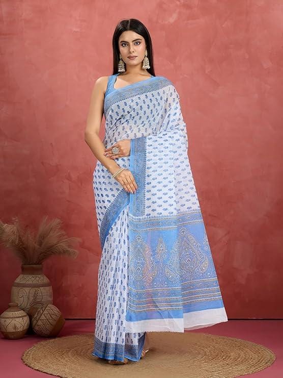 Pure Cotton Saree Printed Without Blouse Piece