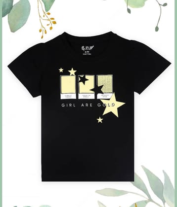 J&JP Pack of 1 Girls Cotton T-Shirt ( Black )