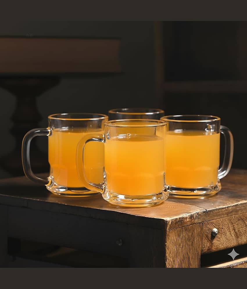 AFAST Stylish Tea/ Coffee Cup Solid Glass Tea Cup 200 ml ( Pack of 4 )