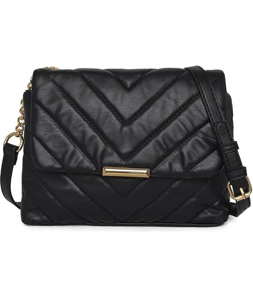 Lychee Bags Sling Bag PU Set of 1 ( Black )