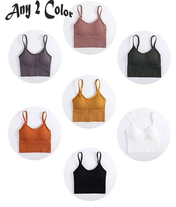 3Mads Pack of 2 Cotton Blend Removable Padding Women's Cami bra ( Multicolor2 ) GBra013_ANY2