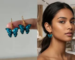 ELECTRIC BLUEENAMEL BUTTERFLYHOOK EARRINGS