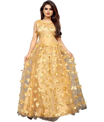 Aika Beige Net Ethnic Gown - Single