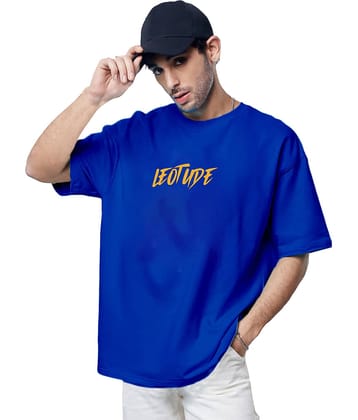 Leotude Men Cotton Blend Oversized Fit Printed T-Shirt ( Blue )