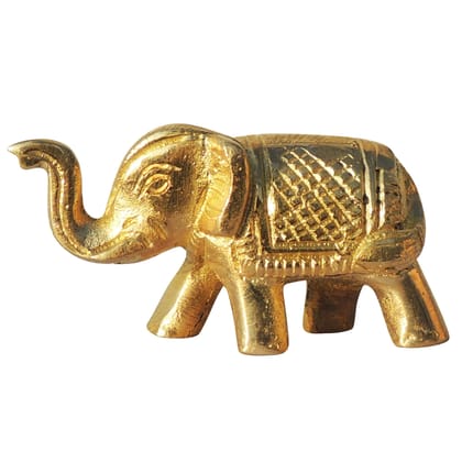Brass Elephant God Idol Statue for Temple, Puja & Vastu Decor, Height : 1 Inch (BSMAS1130 A)