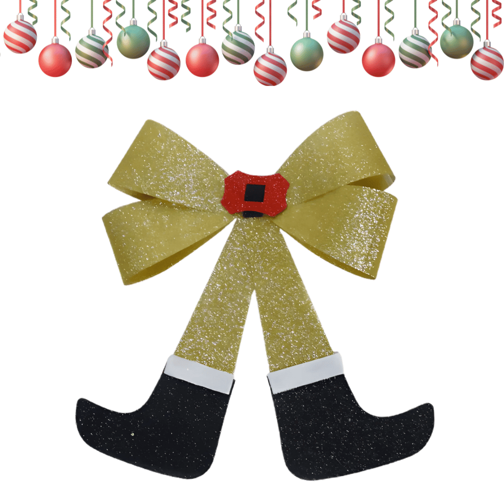 Glitter Christmas Bows with Santa Boots Golden 40C - Party and Festive Needs | Buy online on ZillyBuy