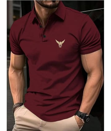 TAZO Men Cotton Blend Regular Fit Solid Polo T Shirt ( Maroon )