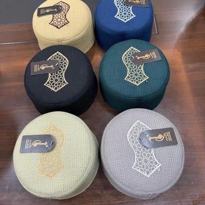 J J Prayer Cap Pack Of 6 Pcs  (  Black  -  Size : 53 To 54  )