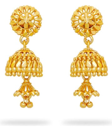LUV FASHION Golden Jhumki Earrings ( Pack of 1 )