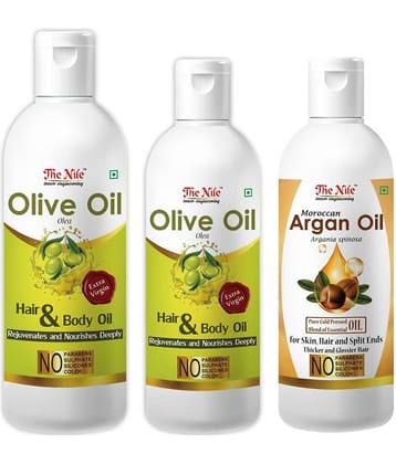 The Nile Olive Oil 150 ML + 100 Ml (250 Ml) + Argan Oil 100 Ml 350 mL Pack of 3