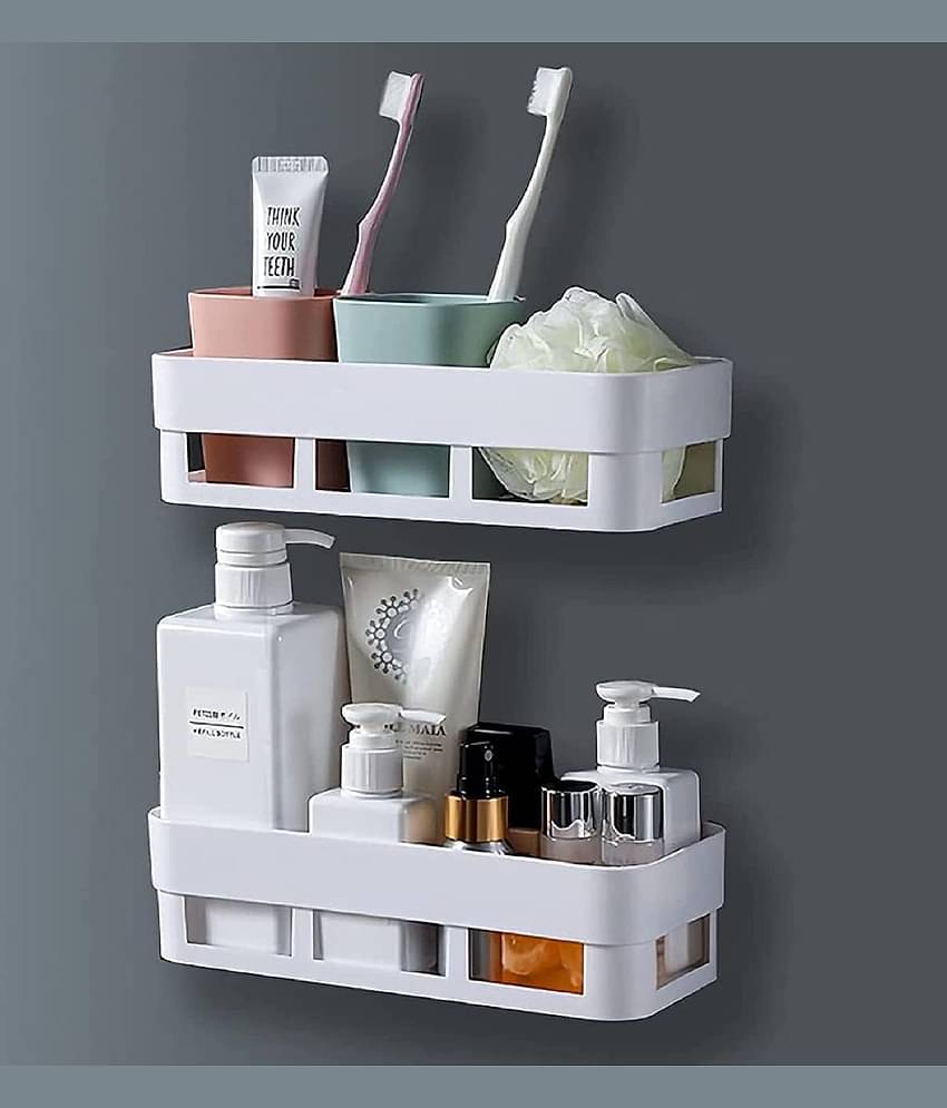 Bathroom Organiser, Self Adhesive Bathroom Shelf for Wall, Washroom Organizer, Bathroom Rack Stand Without Drilling ( PACK OF 2)