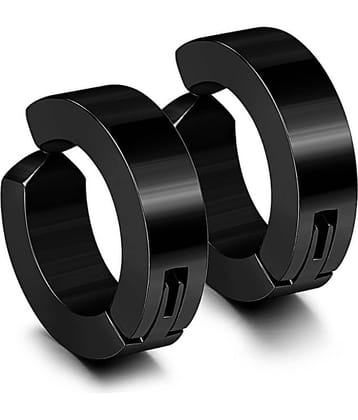 Style Wind Black Wide Press Bali Earring