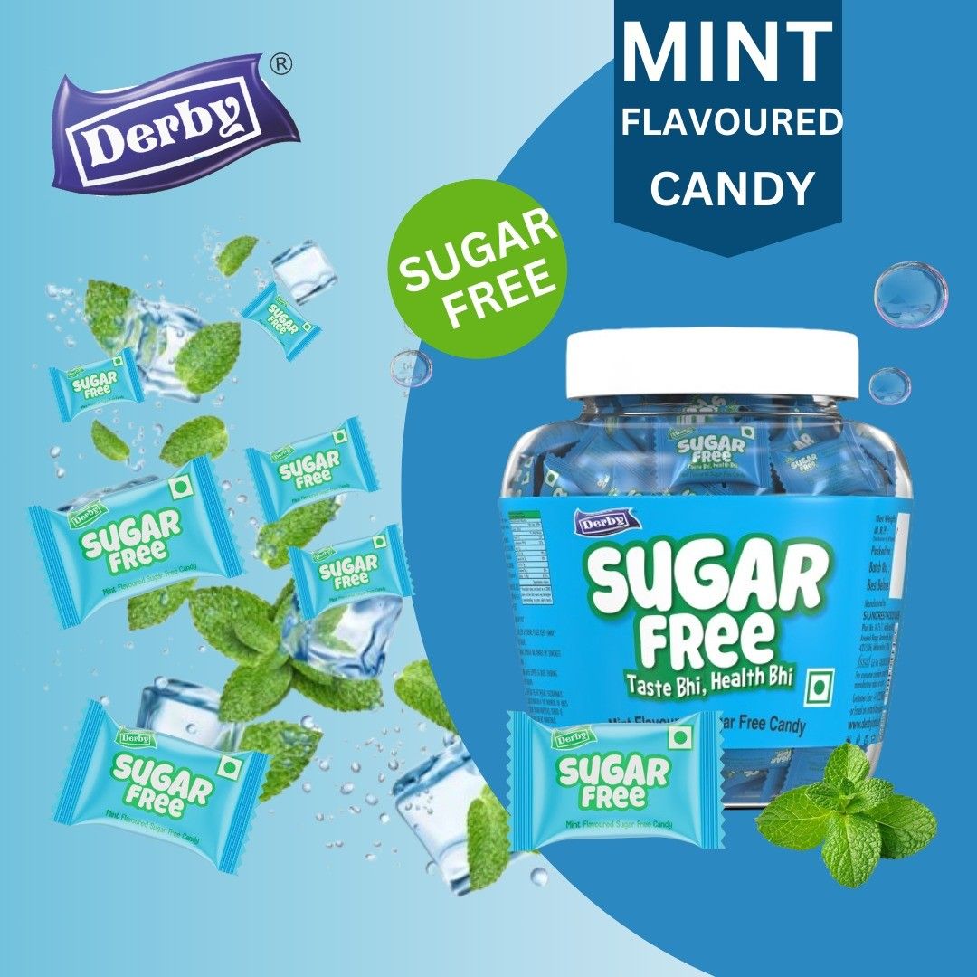 Derby Sugar-Free Hard Candies Mint Flavoured, Approx 115 Candies - 330g, Healthy Bhi Taste Bhi, Gift to your Family or Freinds