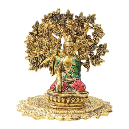 Aluminium Buddha Ji Statue Showpiece | Gautam Buddha Idol | Meditation & Home Decor Statue, Height : 8.5 Inch (ASMAS545 G)