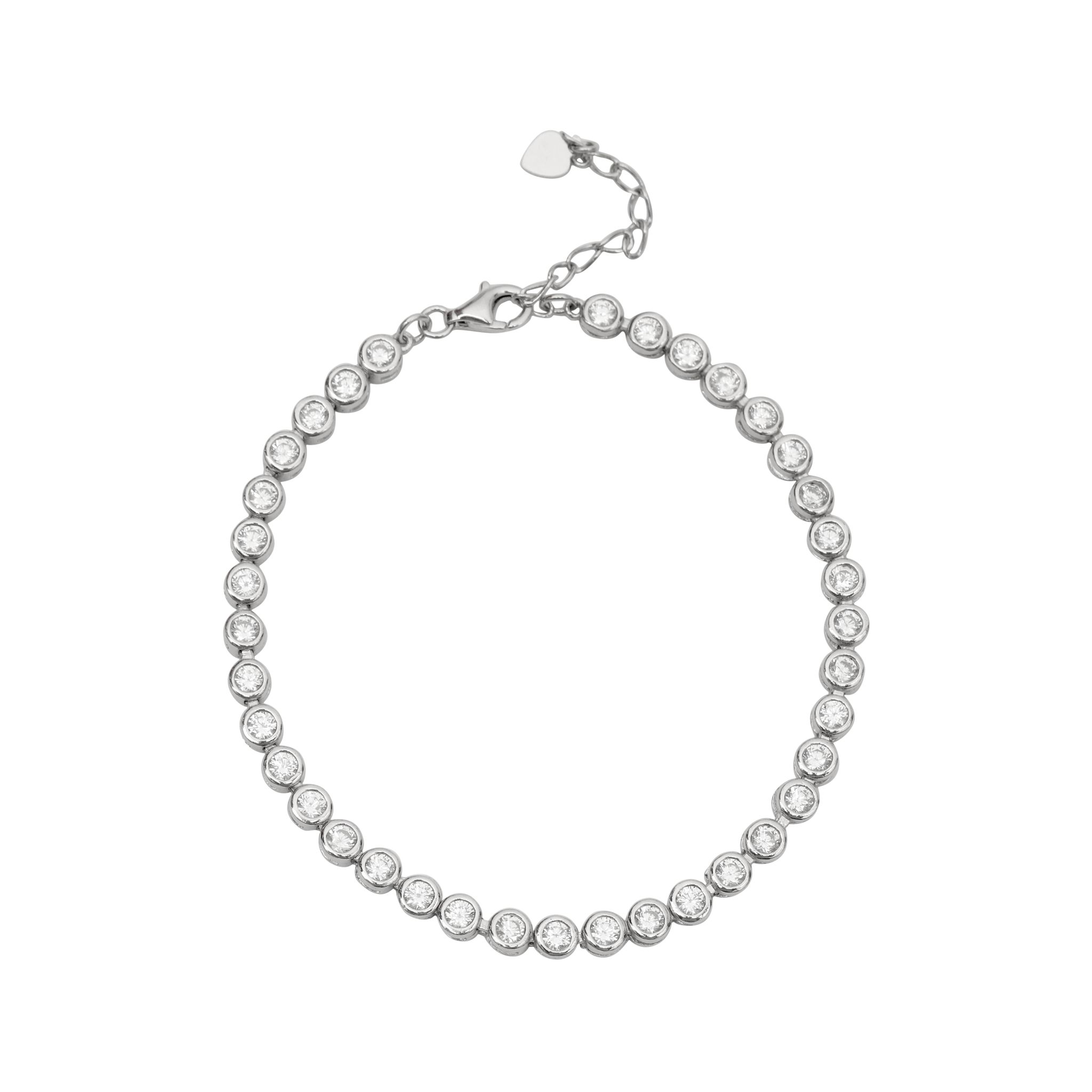 925 Sterling Silver Round Cubic Zirconia Tennis Bracelet for Women | Adjustable Chain | Classic Minimal Jewelry