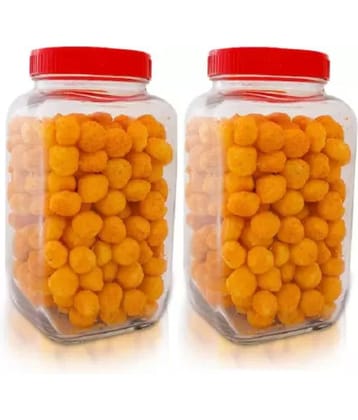 skwaion Glass Red Spice Container ( Set of 2 )
